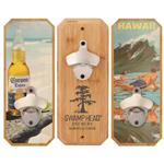 HST12512 Emerson Bamboo Plaque Wall Mounted Bottle Opener With Custom Imprint